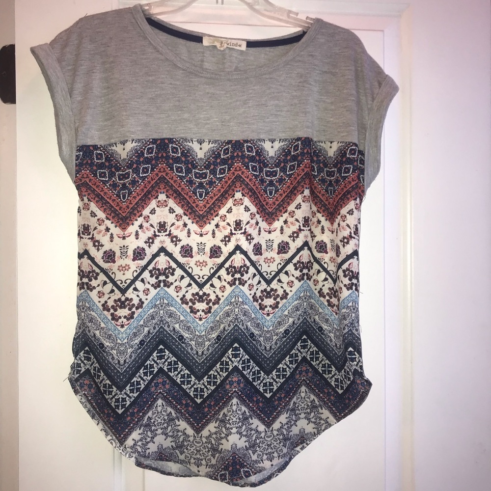 Grey Patterned T Shirt